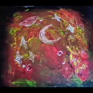 Abstract Space Art Hoodie - Red and Gold